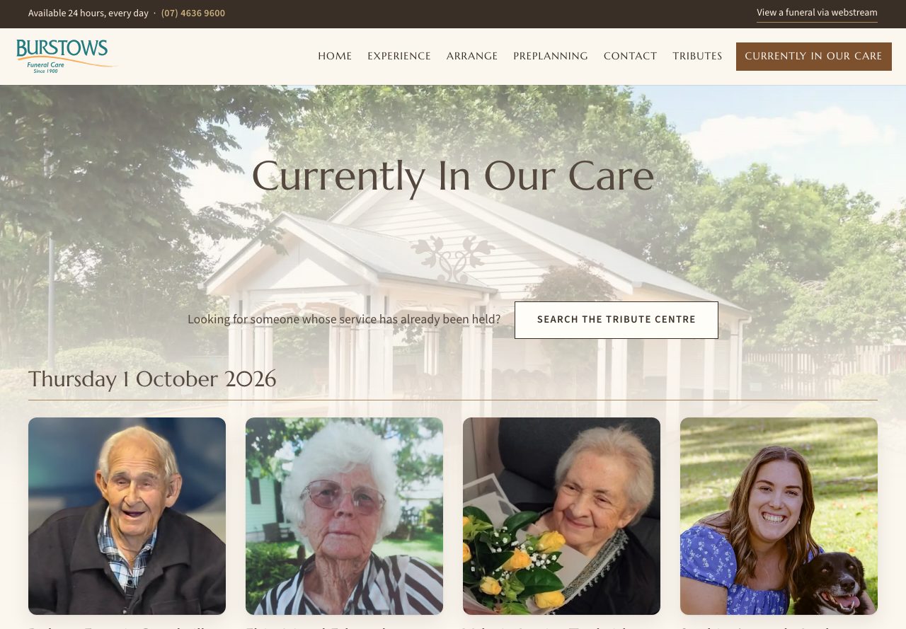 The new site, Currently in Our Care