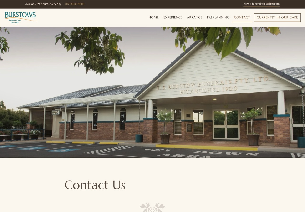 The new site, contact page