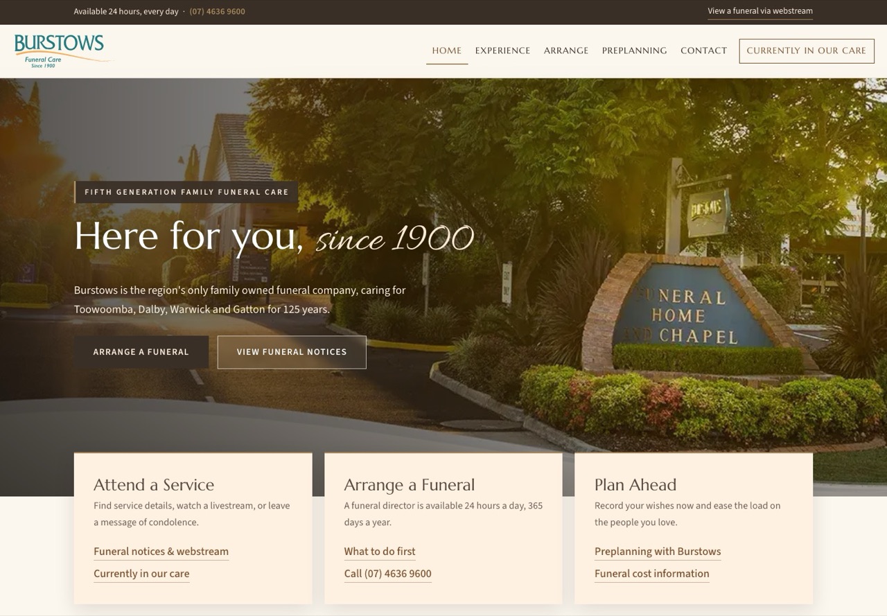 The new site, home page