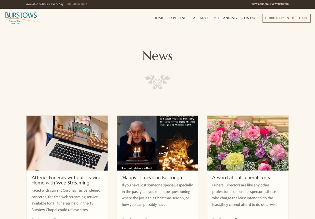 The new site, news page