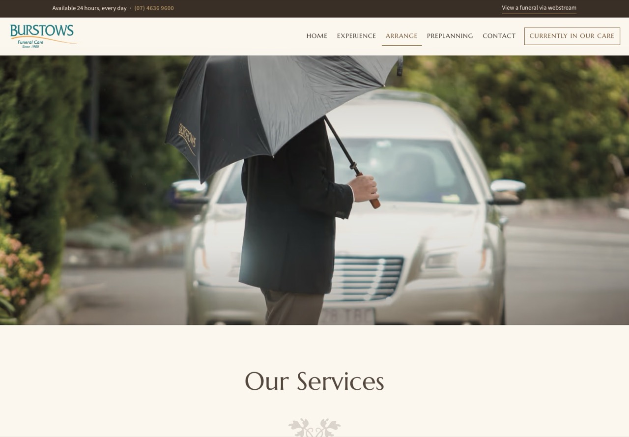 The new site, services page