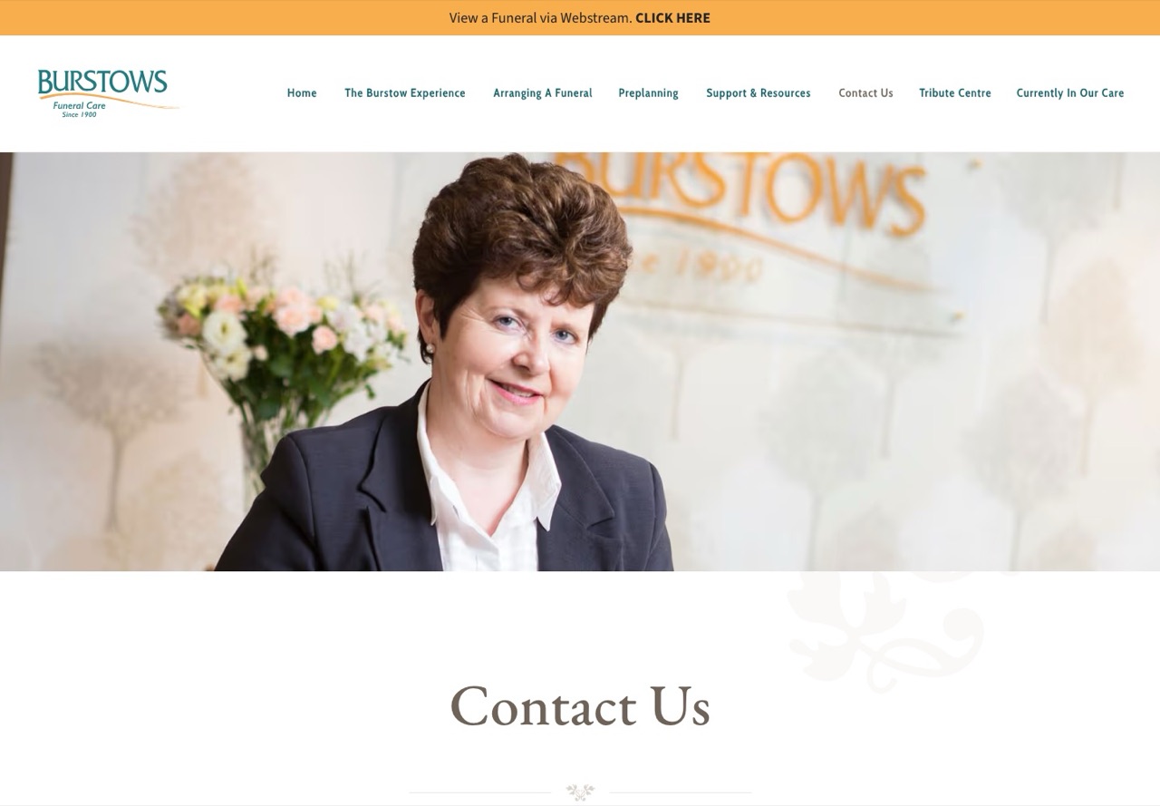 The current site, contact page