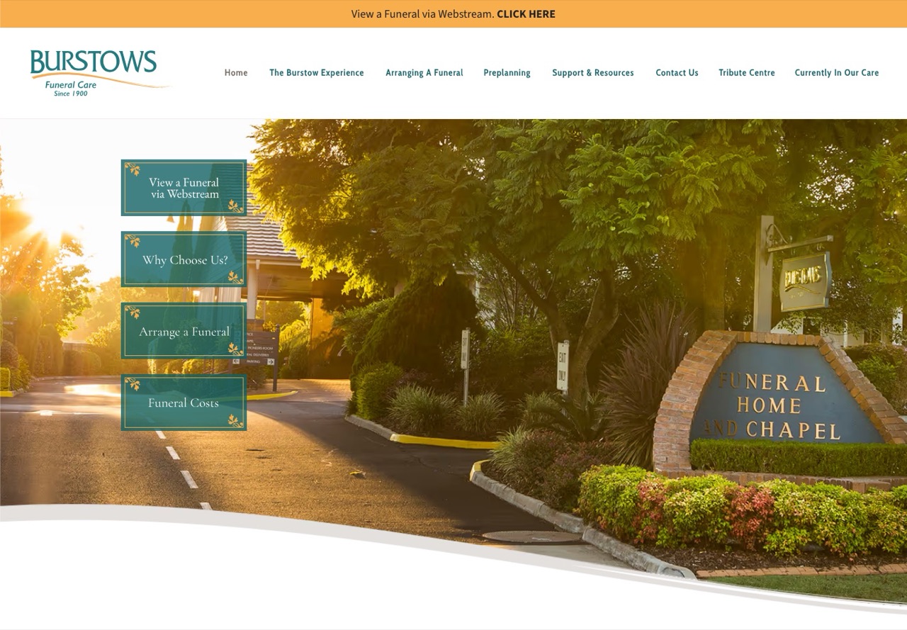 The current site, home page