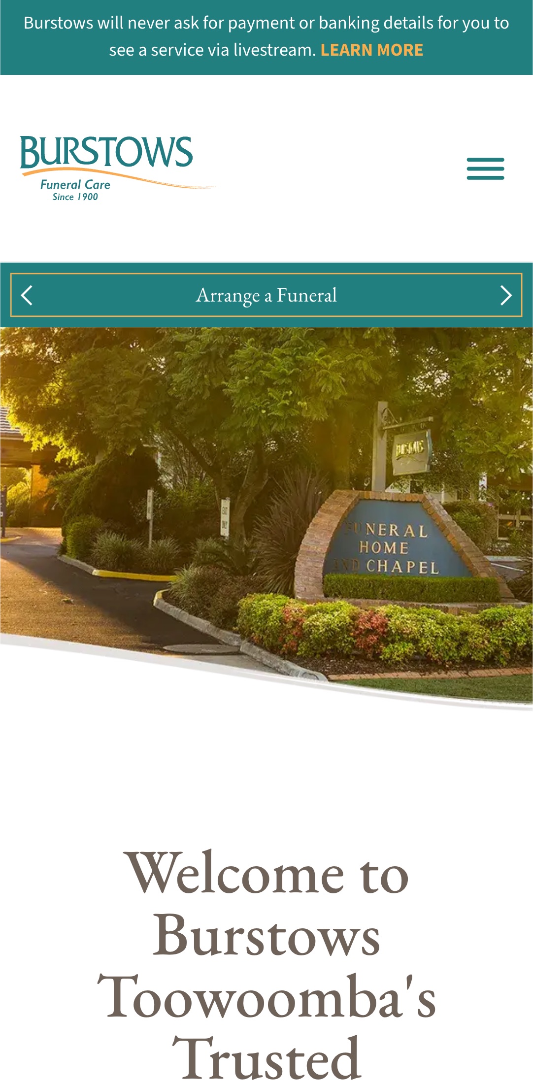 The current site, home page