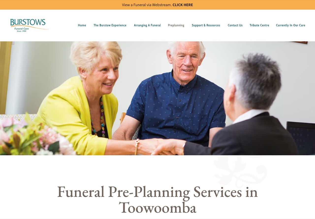 The current site, preplanning page