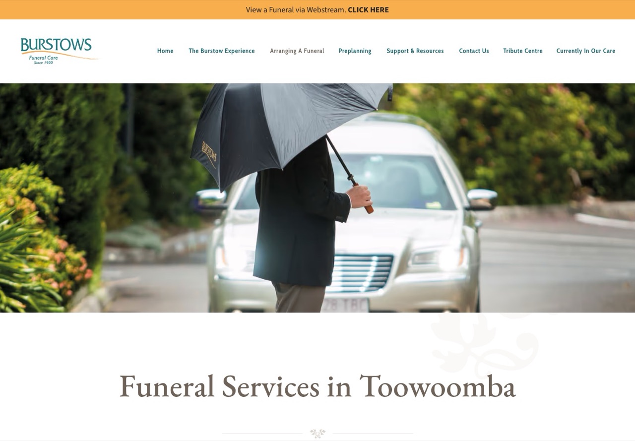 The current site, services page